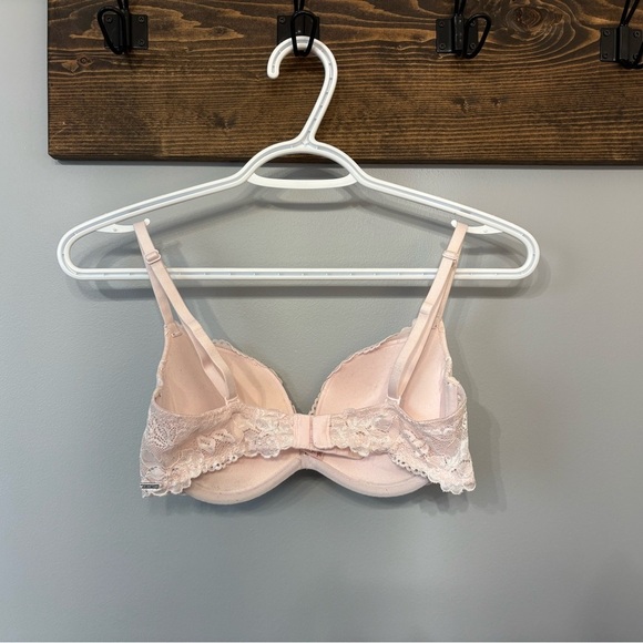 La Vie En Rose Push-up Plunge Demi Pink Lace Bra D32 - Picture 5 of 6